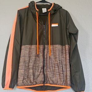 Pink Military Green & Orange Lined Hooded Jacket